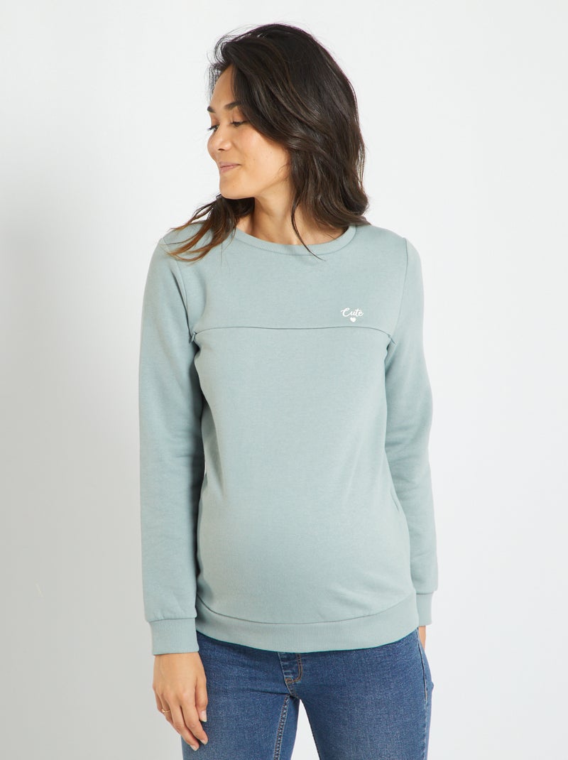 Sweatshirt de amamentação com estampado fantasia VERDE - Kiabi