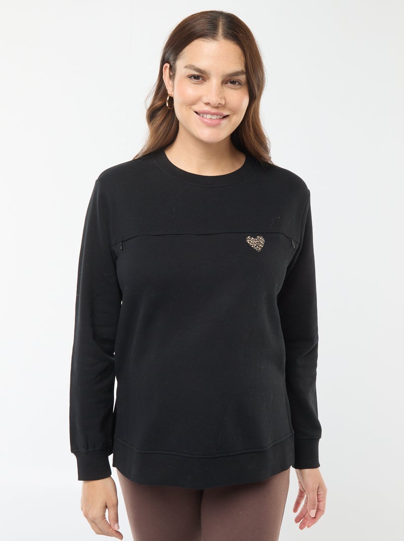 Sweatshirt de amamentação com mensagem Preto - Kiabi