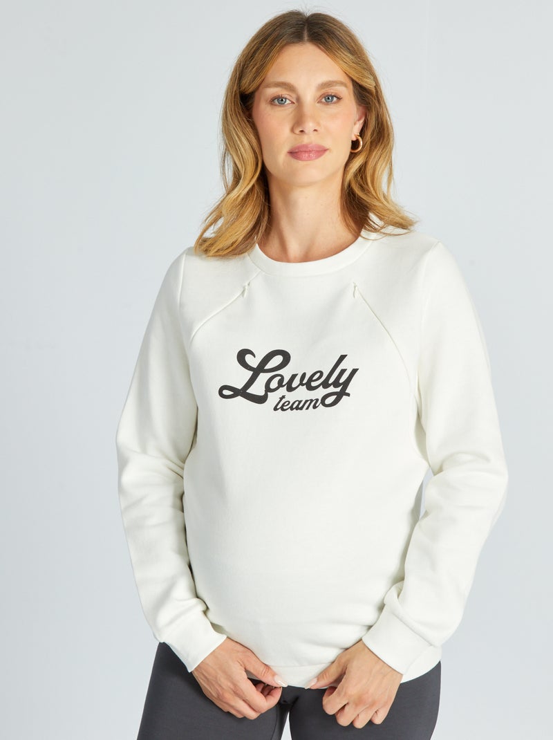 Sweatshirt de amamentação de gola redonda BRANCO - Kiabi