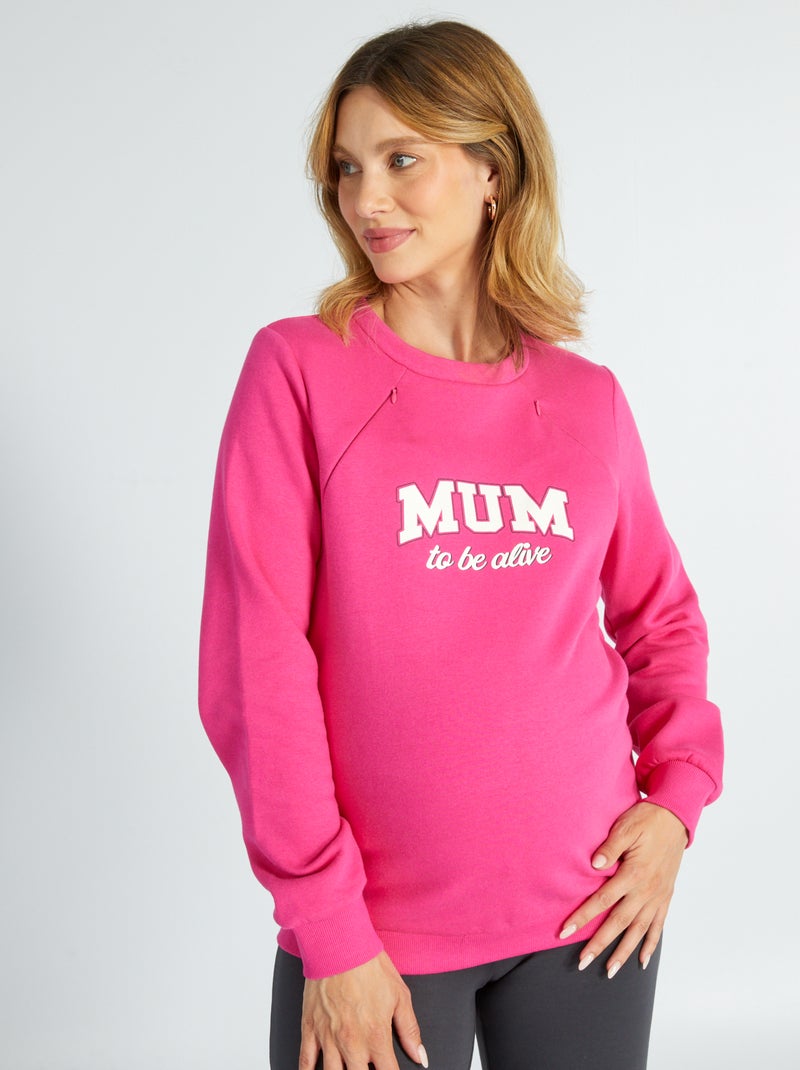 Sweatshirt de amamentação de gola redonda ROSA - Kiabi