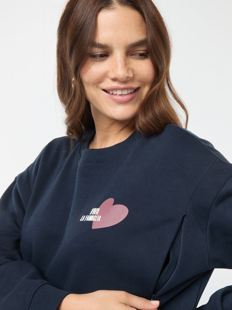 Sweatshirt de amamentação em moletão Azul - Kiabi