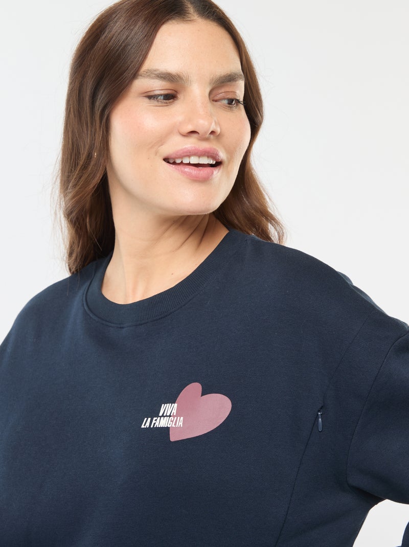 Sweatshirt de amamentação em moletão Azul - Kiabi