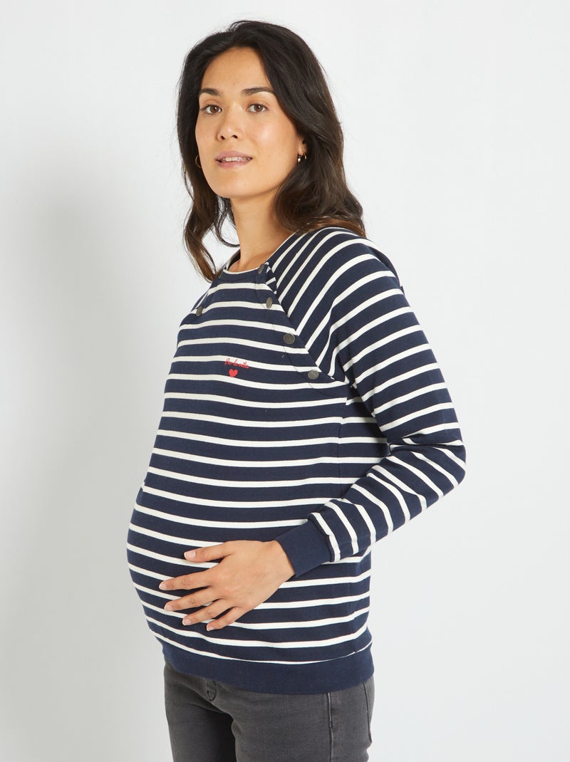 Sweatshirt de amamentação em moletão AZUL - Kiabi