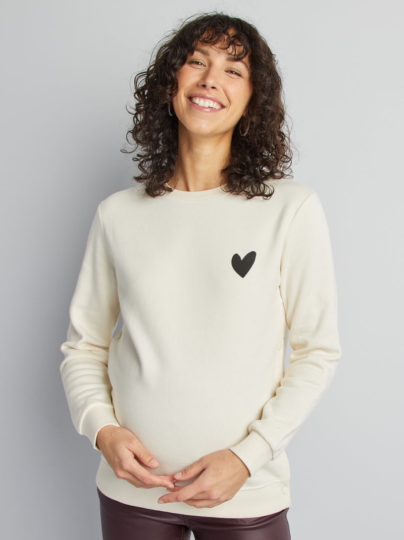 Sweatshirt de amamentação em moletão BEGE - Kiabi