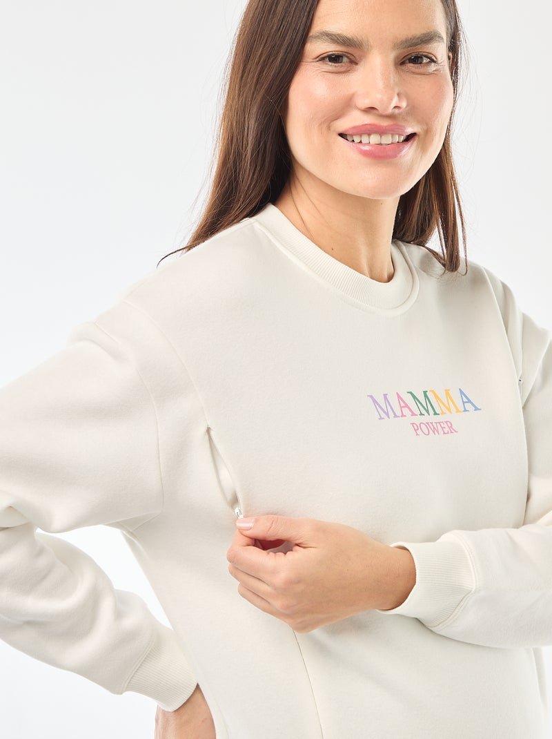 Sweatshirt de amamentação em moletão Branco - Kiabi