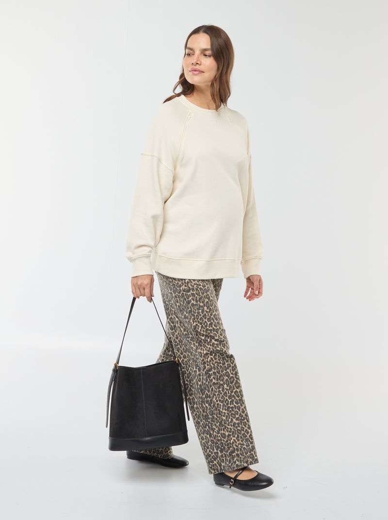 Sweatshirt de amamentação em moletão Branco - Kiabi