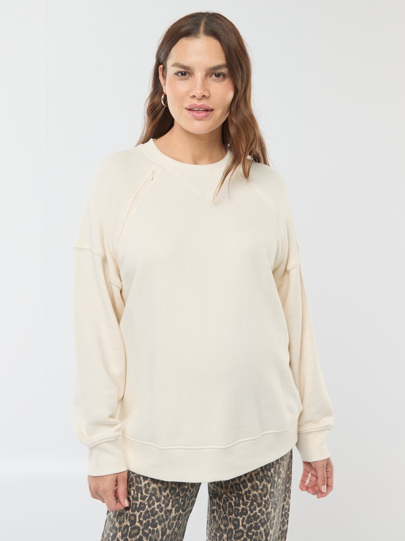 Sweatshirt de amamentação em moletão Branco - Kiabi
