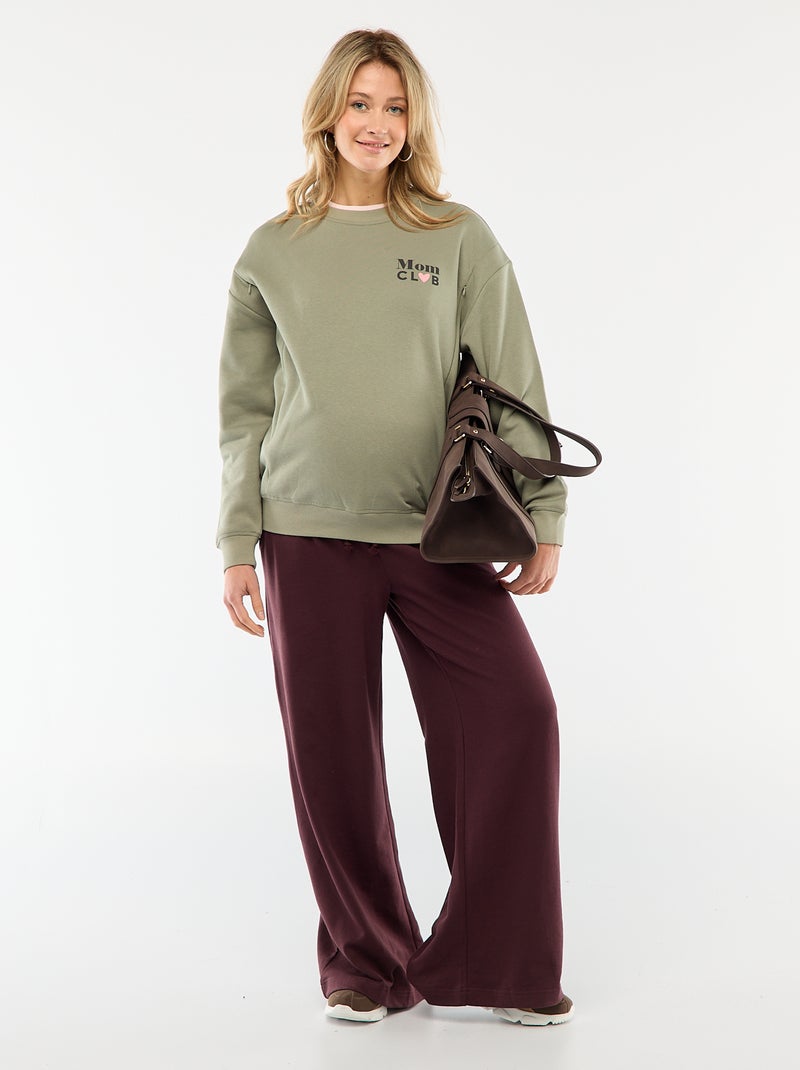 Sweatshirt de amamentação em moletão Caqui - Kiabi