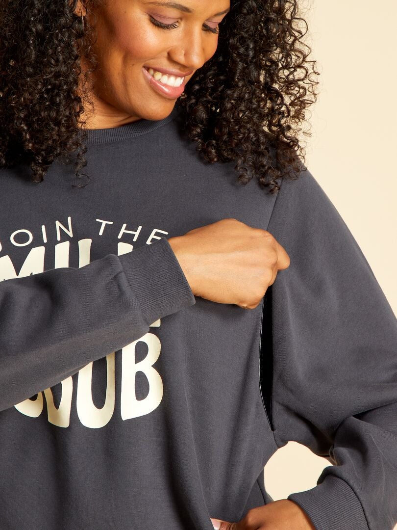 Sweatshirt de amamentação em moletão CINZA - Kiabi