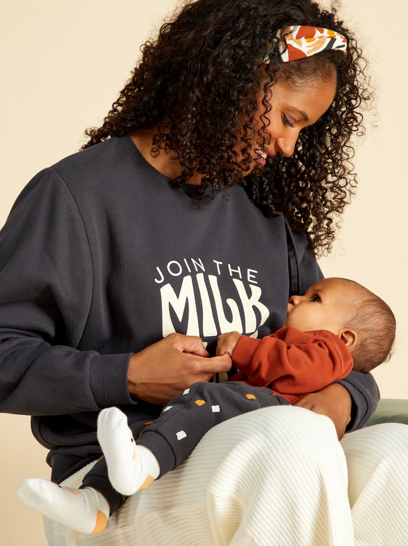 Sweatshirt de amamentação em moletão CINZA - Kiabi