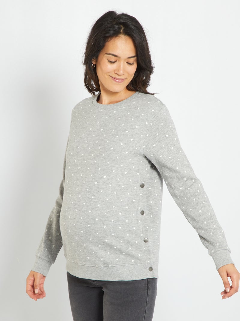 Sweatshirt de amamentação em moletão CINZA - Kiabi