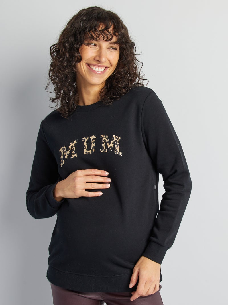 Sweatshirt de amamentação em moletão PRETO - Kiabi