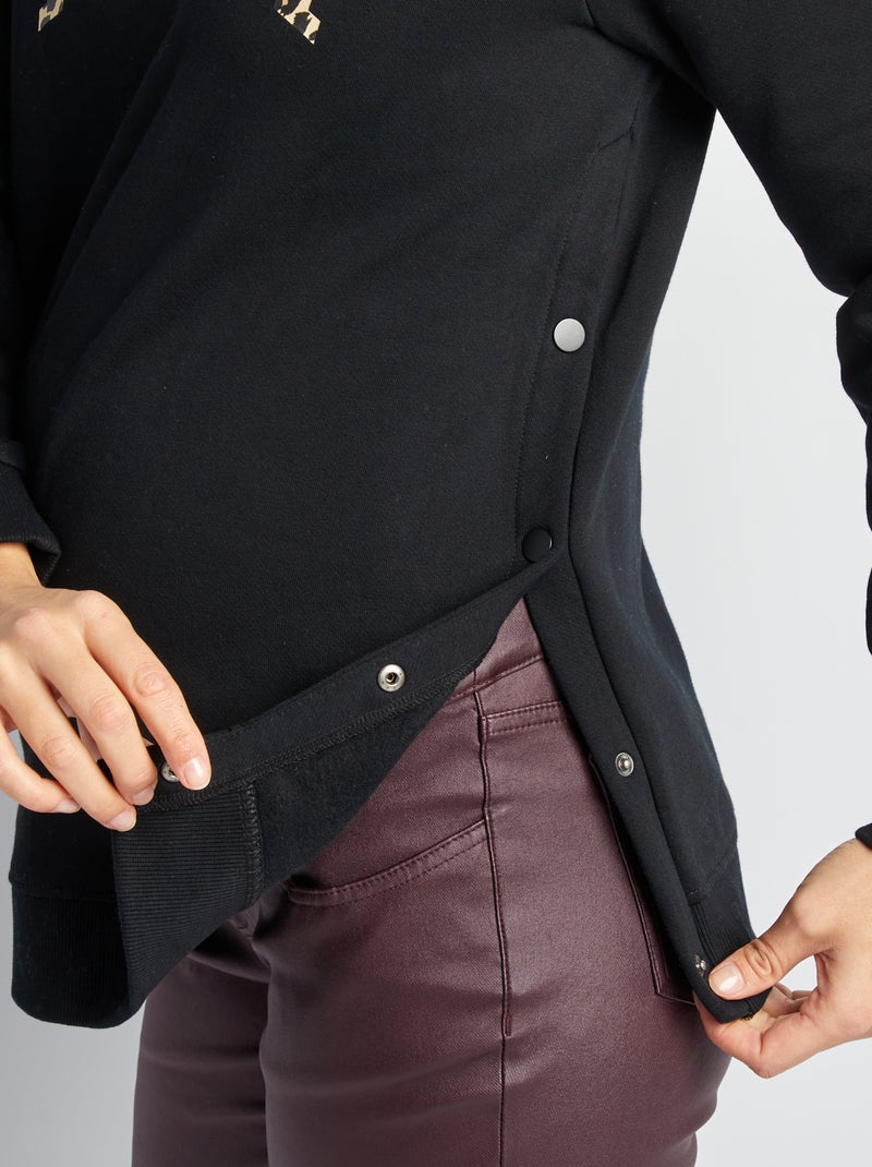 Sweatshirt de amamentação em moletão PRETO - Kiabi