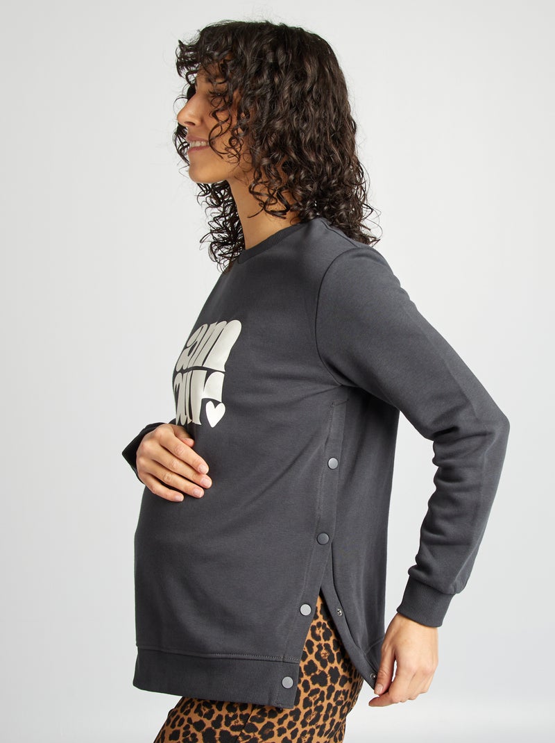 Sweatshirt de amamentação em moletão PRETO - Kiabi