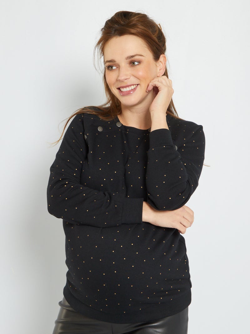 Sweatshirt de amamentação em moletão PRETO - Kiabi