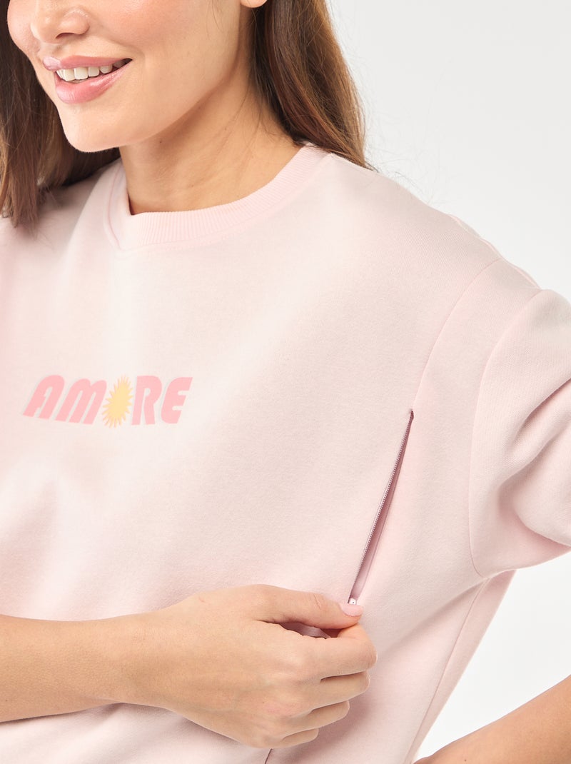 Sweatshirt de amamentação em moletão Rosa - Kiabi