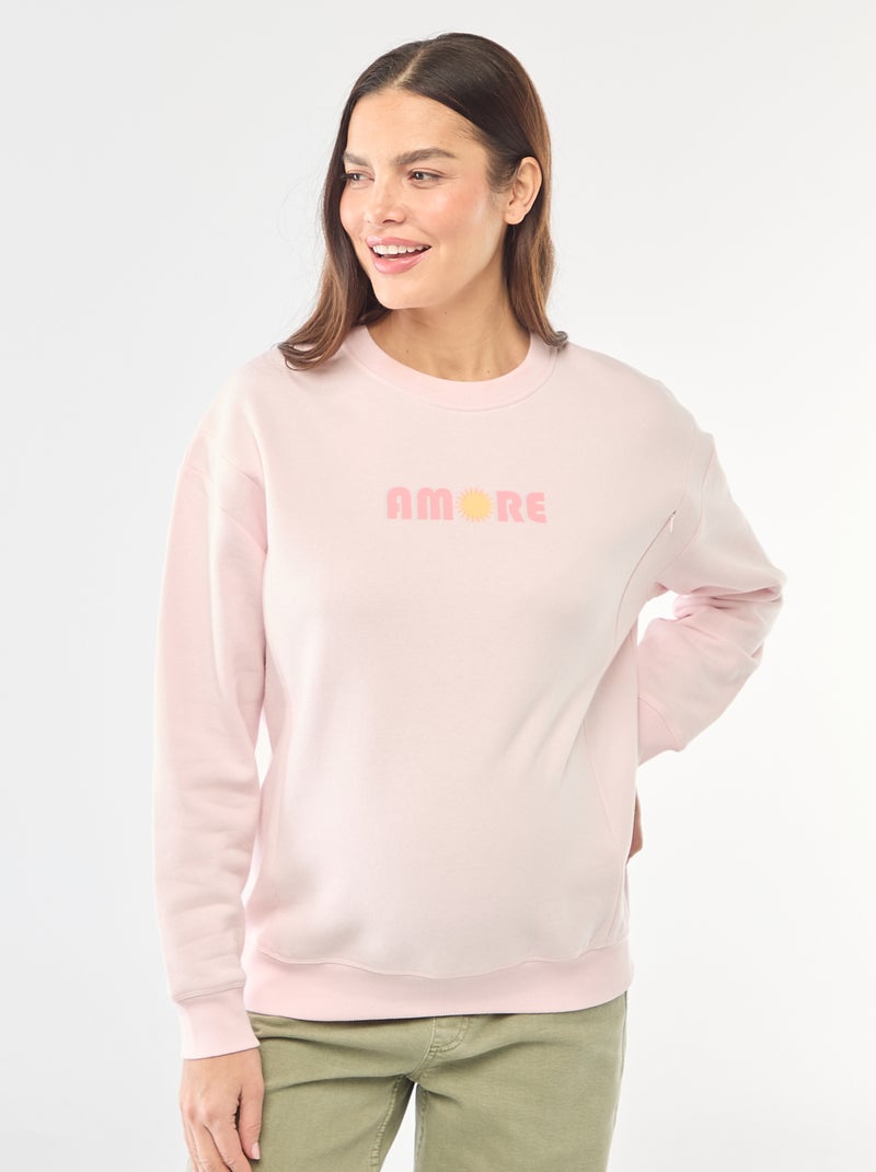 Sweatshirt de amamentação em moletão Rosa - Kiabi