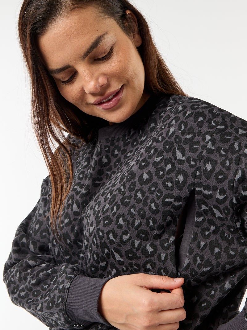 Sweatshirt de amamentação estampado Cinza - Kiabi