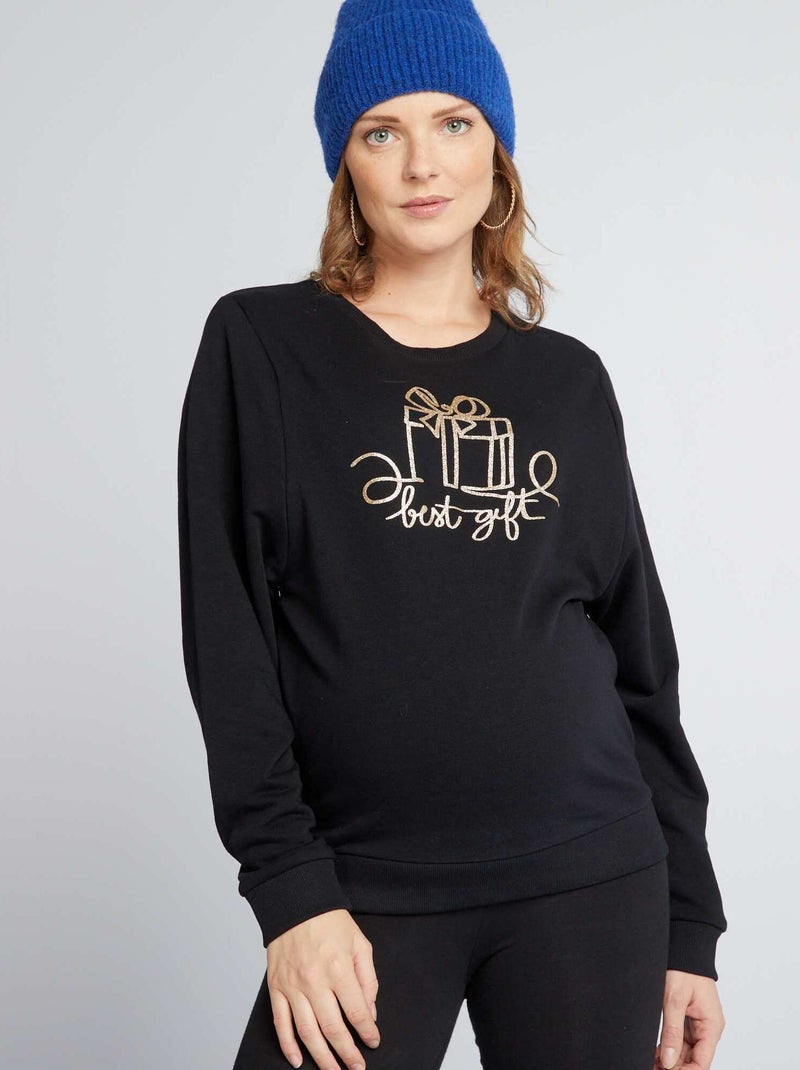Sweatshirt de amamentação estilo Natal PRETO - Kiabi
