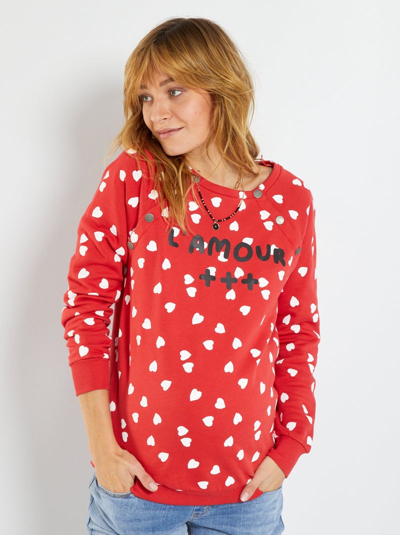 Sweatshirt de amamentação VERMELHO - Kiabi