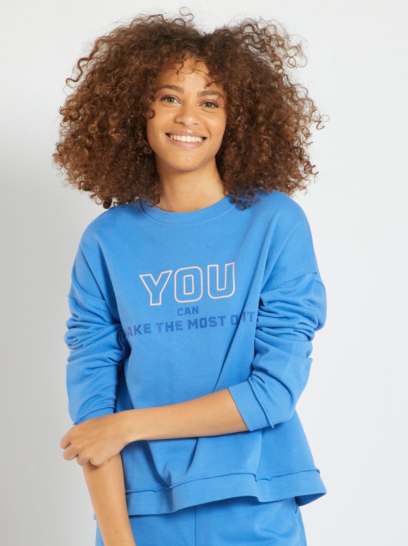 Sweatshirt de desporto de gola redonda AZUL - Kiabi