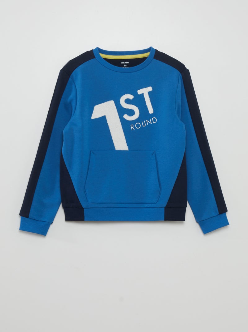 Sweatshirt de dois tons com bolso canguru AZUL - Kiabi