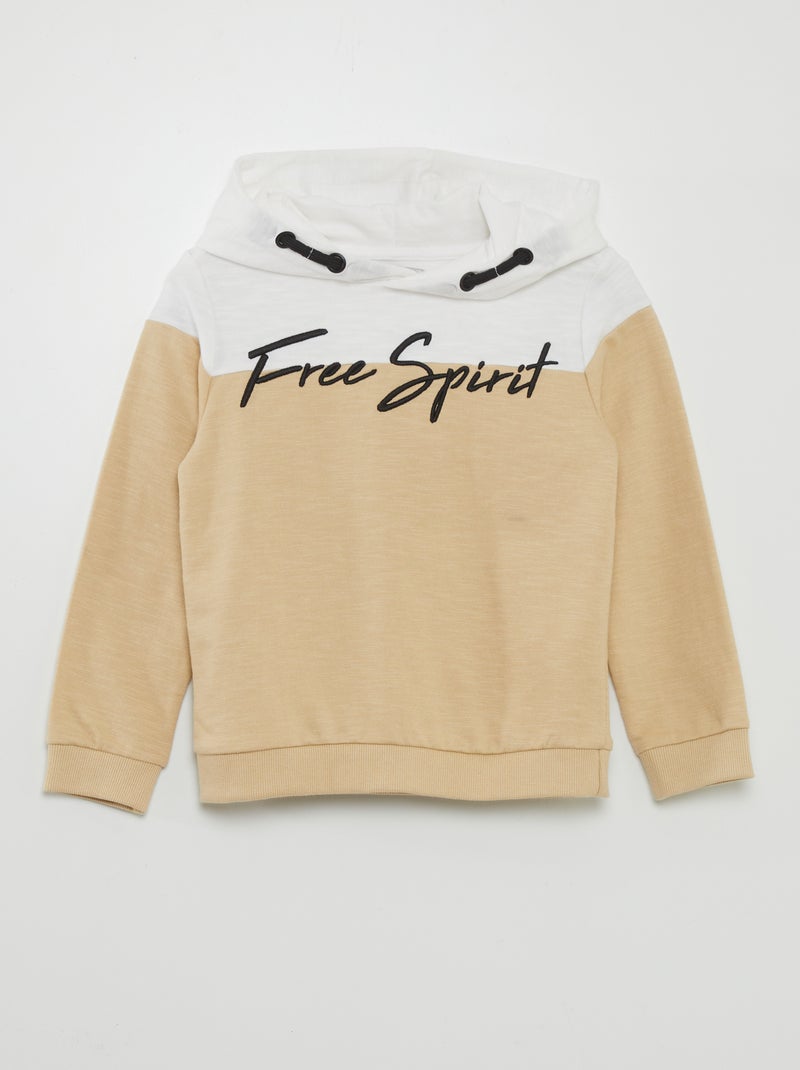 Sweatshirt de dois tons com letras BEGE - Kiabi