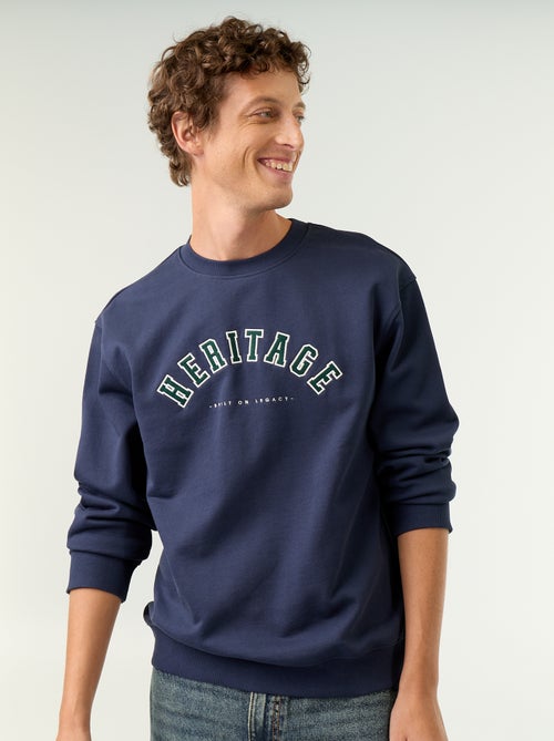 Sweatshirt de estilo desportivo com inscrições bordadas - Kiabi