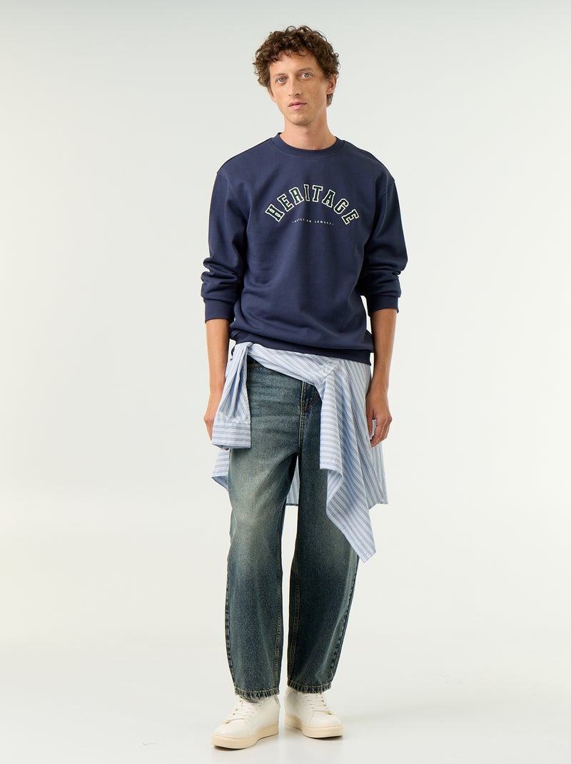Sweatshirt de estilo desportivo com inscrições bordadas Azul - Kiabi