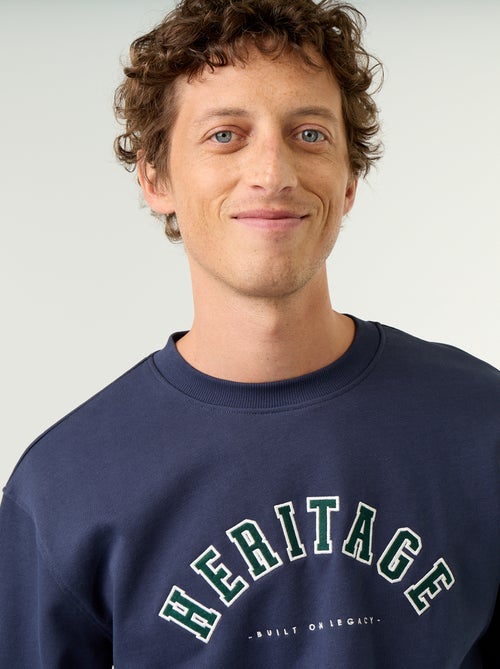 Sweatshirt de estilo desportivo com inscrições bordadas - Kiabi