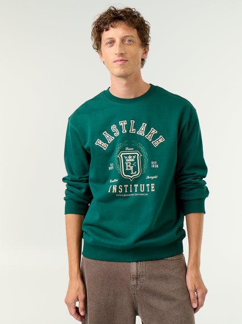 Sweatshirt de estilo desportivo com inscrições bordadas - Kiabi