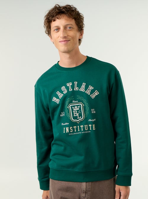 Sweatshirt de estilo desportivo com inscrições bordadas - Kiabi