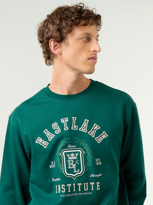 Sweatshirt de estilo desportivo com inscrições bordadas - Kiabi