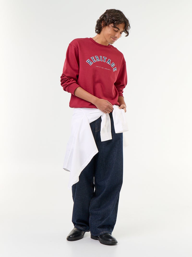 Sweatshirt de estilo desportivo com inscrições bordadas Vermelho - Kiabi