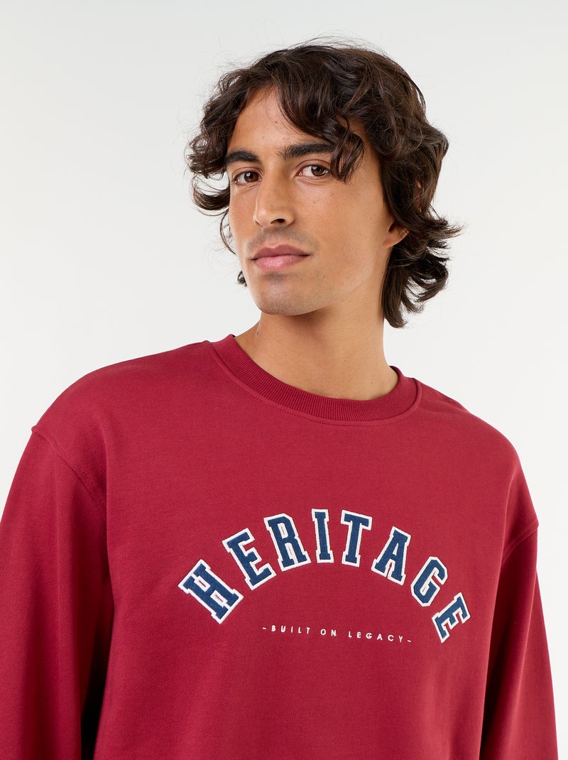 Sweatshirt de estilo desportivo com inscrições bordadas Vermelho - Kiabi