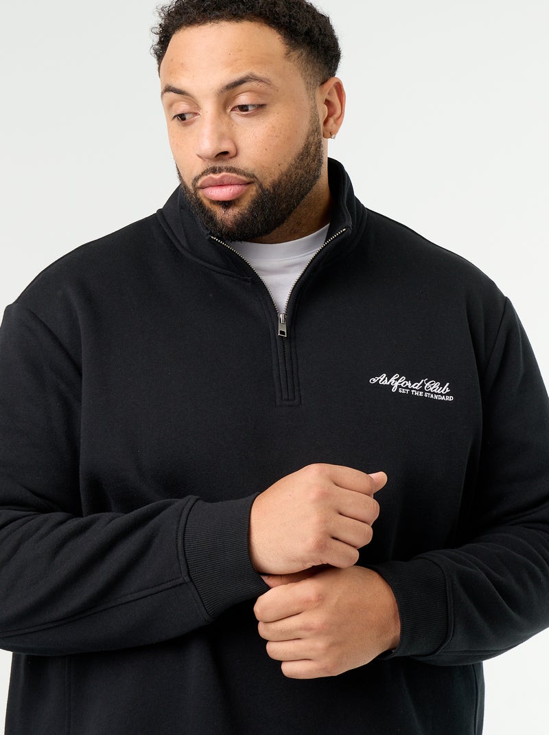 Sweatshirt de felpa quente com gola alta com fecho Preto - Kiabi