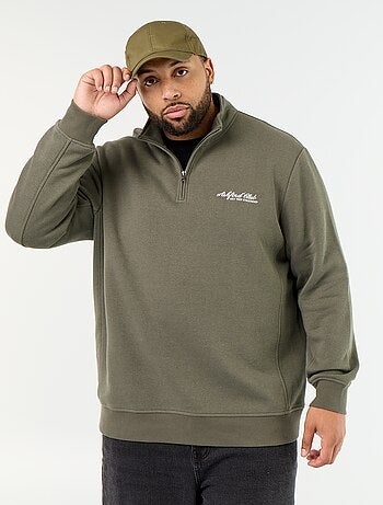 Sweatshirt de felpa quente com gola alta com fecho