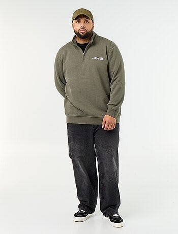 Sweatshirt de felpa quente com gola alta com fecho