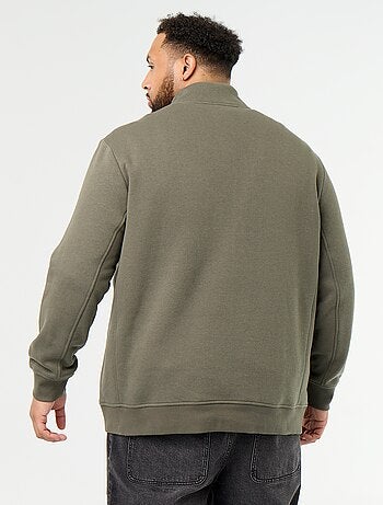 Sweatshirt de felpa quente com gola alta com fecho