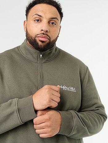 Sweatshirt de felpa quente com gola alta com fecho