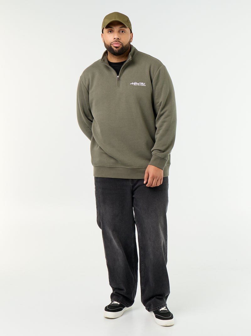 Sweatshirt de felpa quente com gola alta com fecho Verde - Kiabi