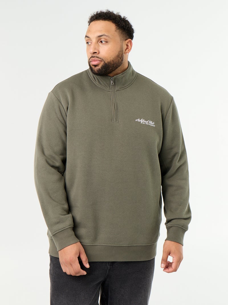 Sweatshirt de felpa quente com gola alta com fecho Verde - Kiabi