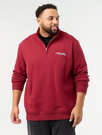 Sweatshirt de felpa quente com gola alta com fecho