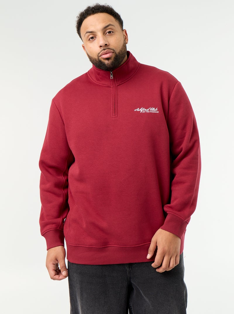 Sweatshirt de felpa quente com gola alta com fecho Vermelho - Kiabi