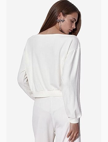 Sweatshirt de fleece feminina com gola redonda busem