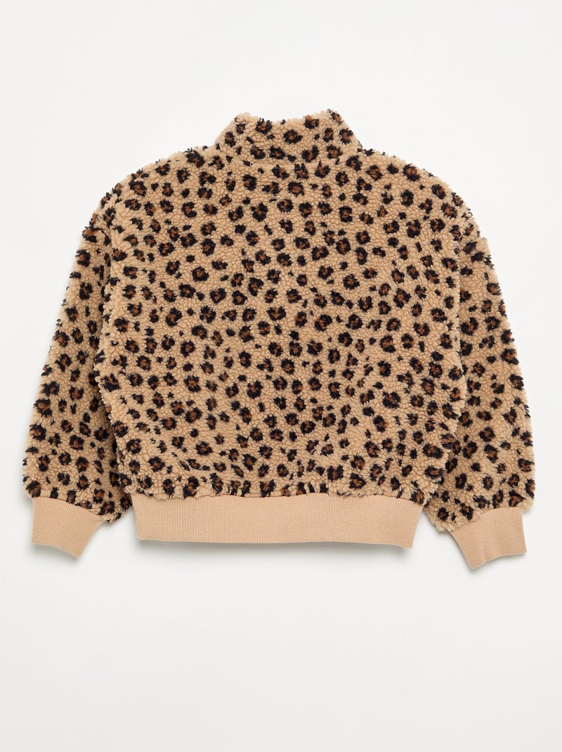 Sweatshirt de gola alta em tecido felpudo Bege - Kiabi