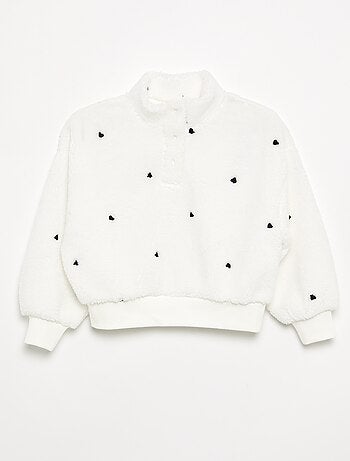 Sweatshirt de gola alta em tecido felpudo