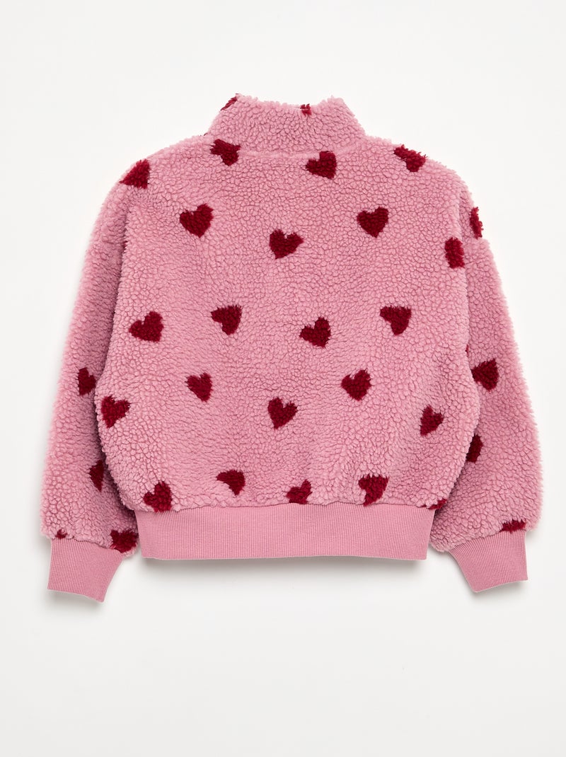 Sweatshirt de gola alta em tecido felpudo Rosa - Kiabi