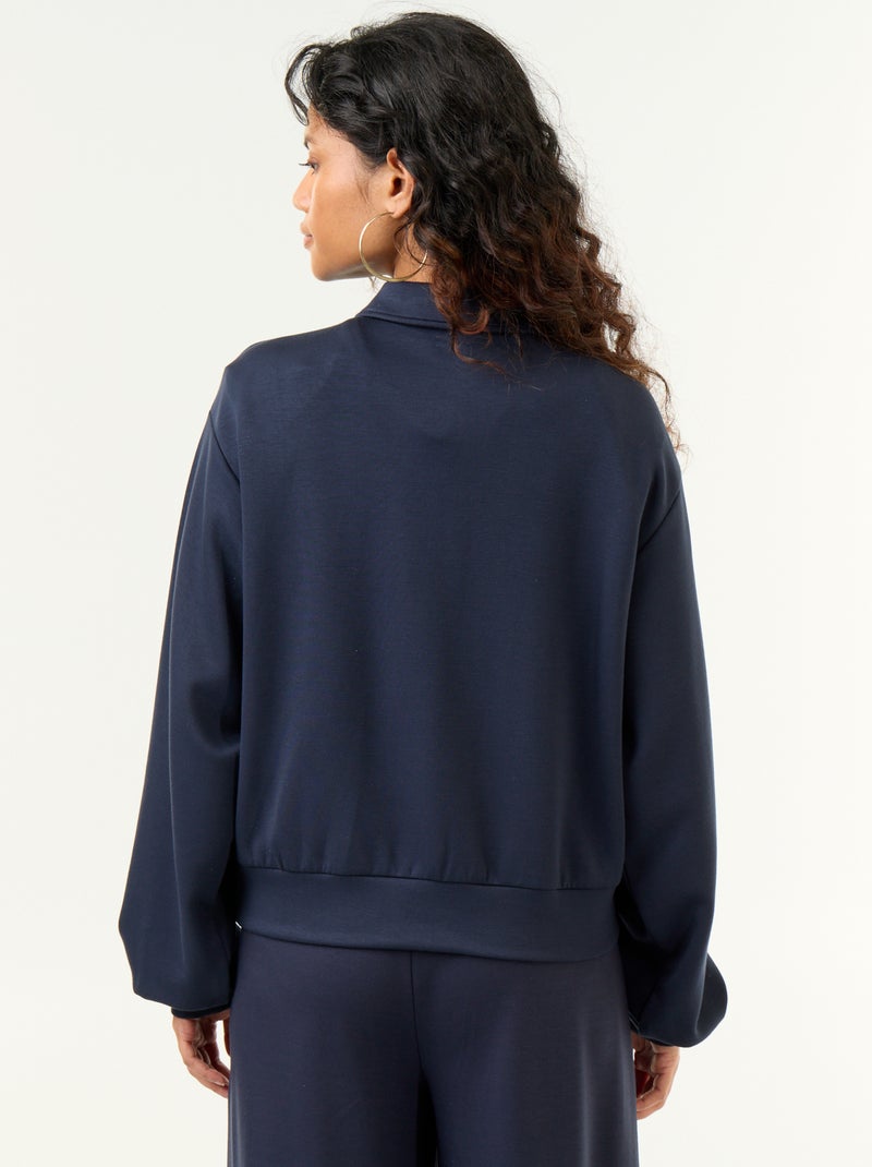 Sweatshirt de gola polo com botões Azul - Kiabi