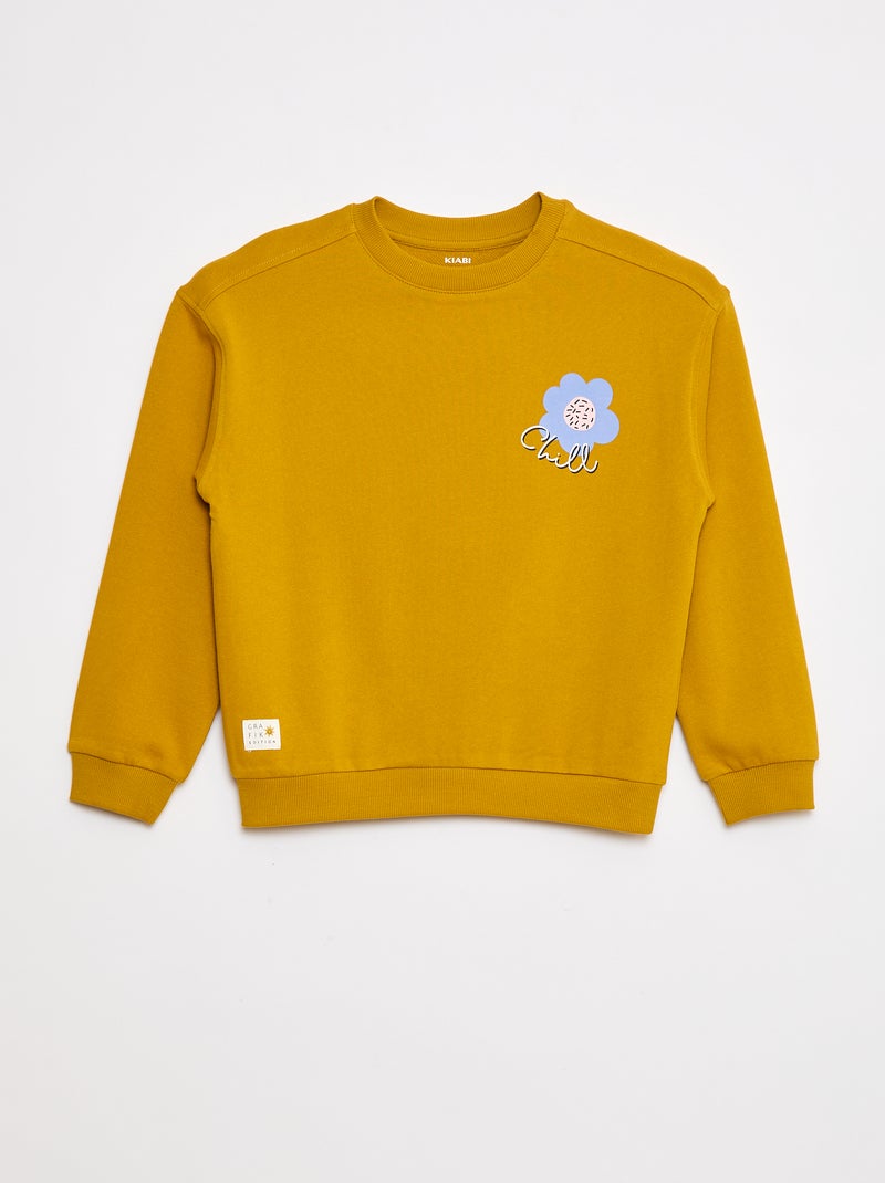 Sweatshirt de gola redonda  - Grafik Edition Amarelo - Kiabi